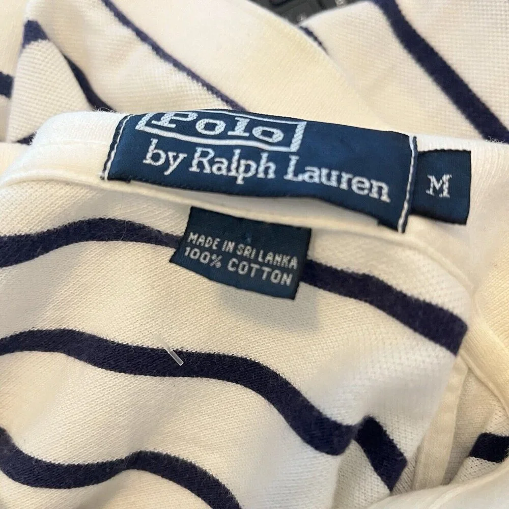B3 Polo By Ralph Lauren, Black White Striped Short Sleeves Sz M